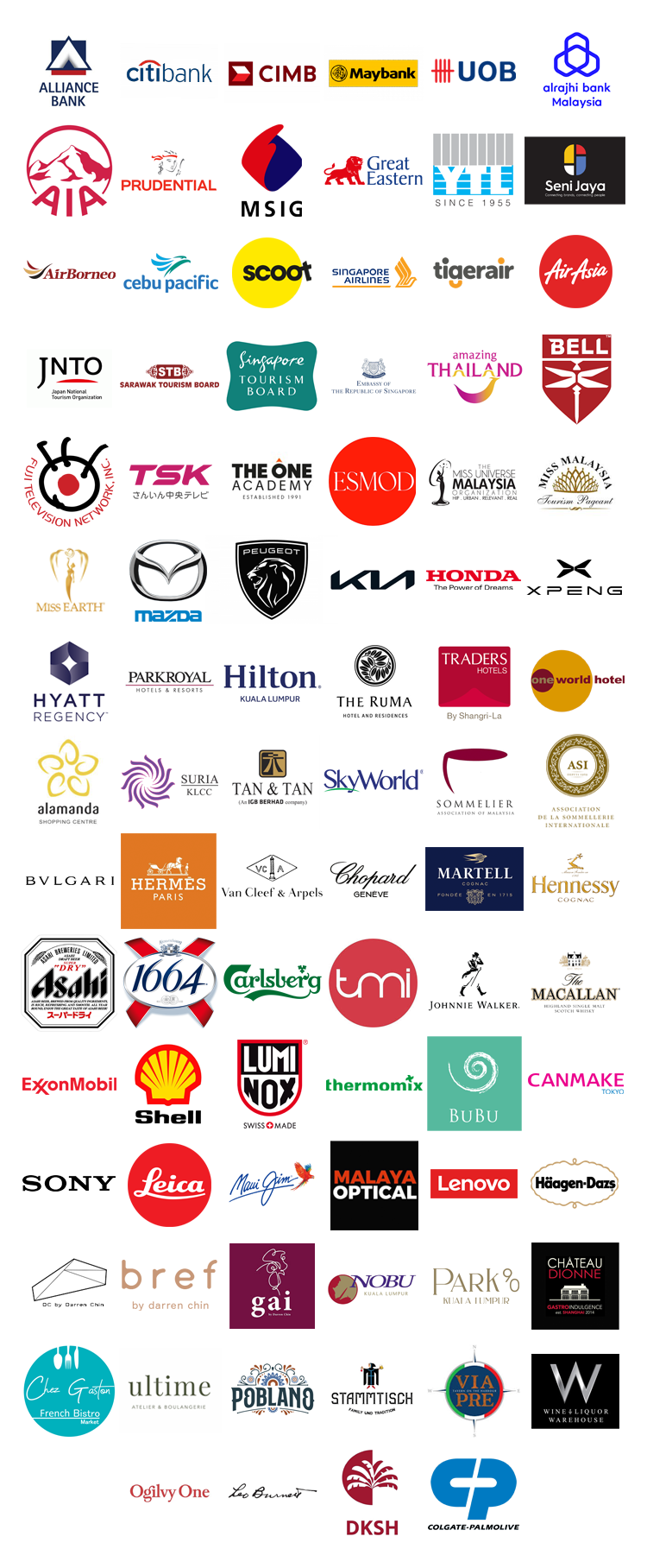 Logos of some of the clients of Andy Kho Photography